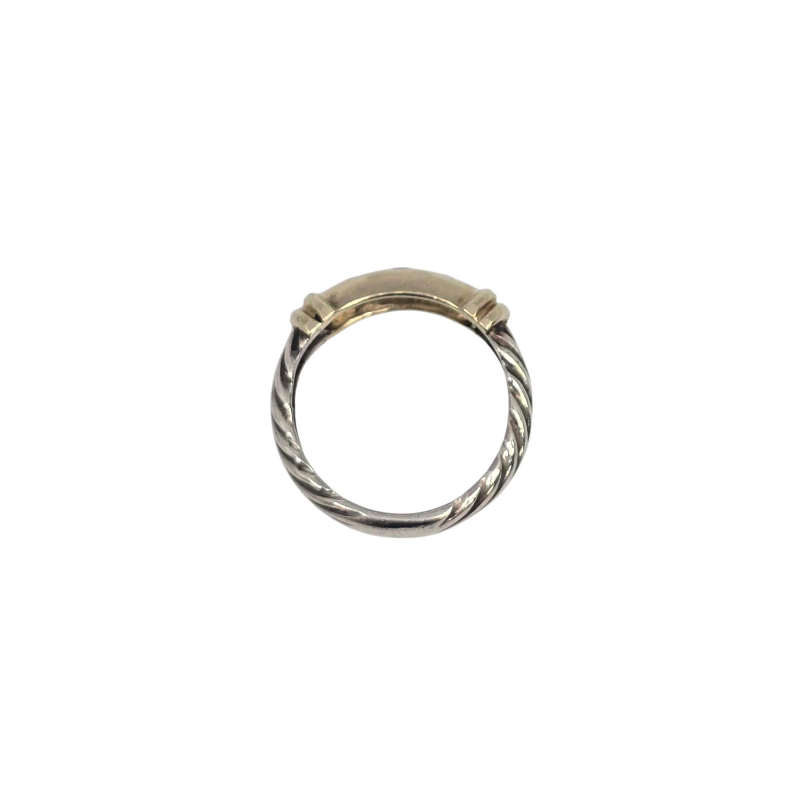 David Yurman Sterling Silver 14K 3 Diamond Metro Band Ring Size 5 1/2 #22230 en vente 1
