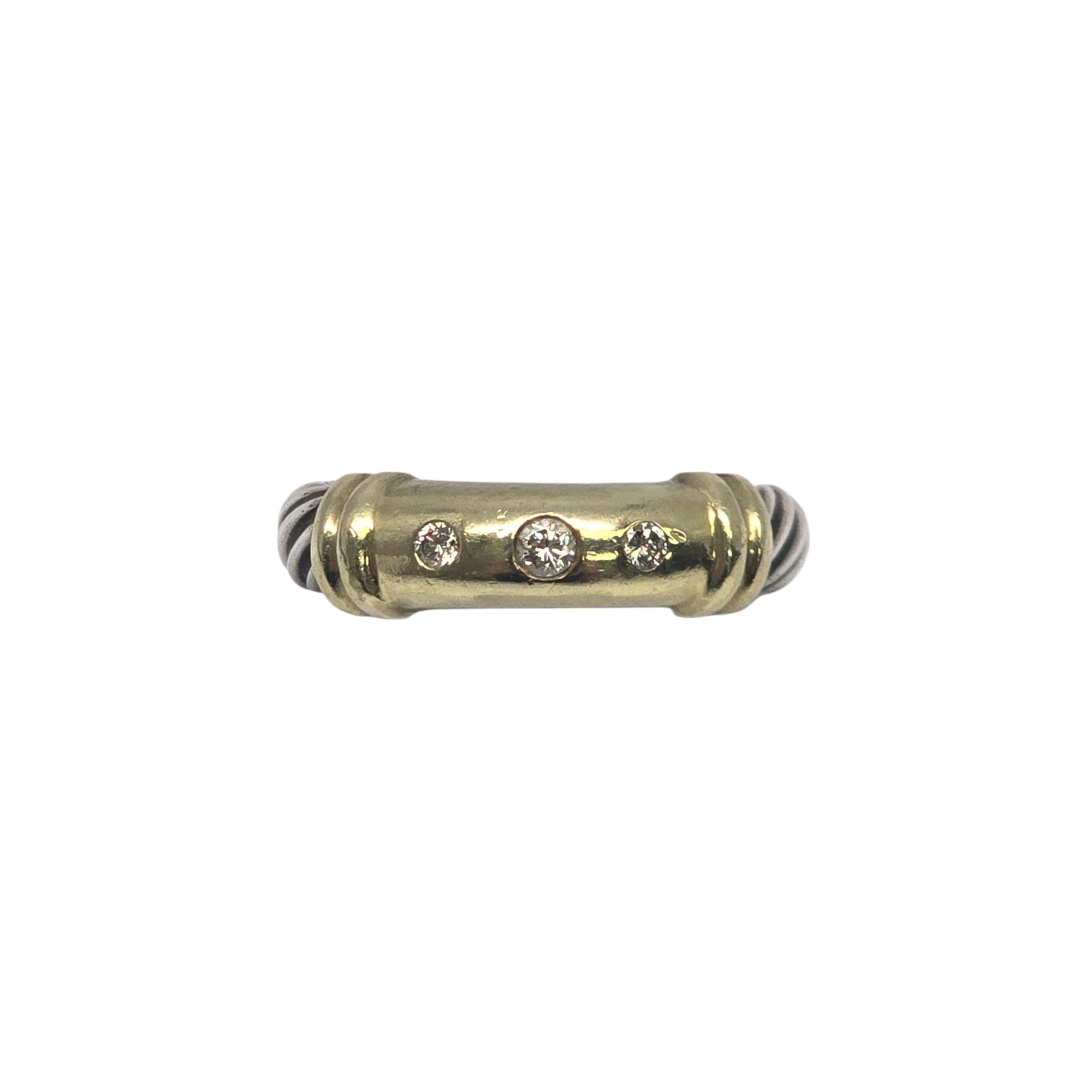 David Yurman Sterling Silver 14K 3 Diamond Metro Band Ring Size 5 1/2 #22230 en vente 2