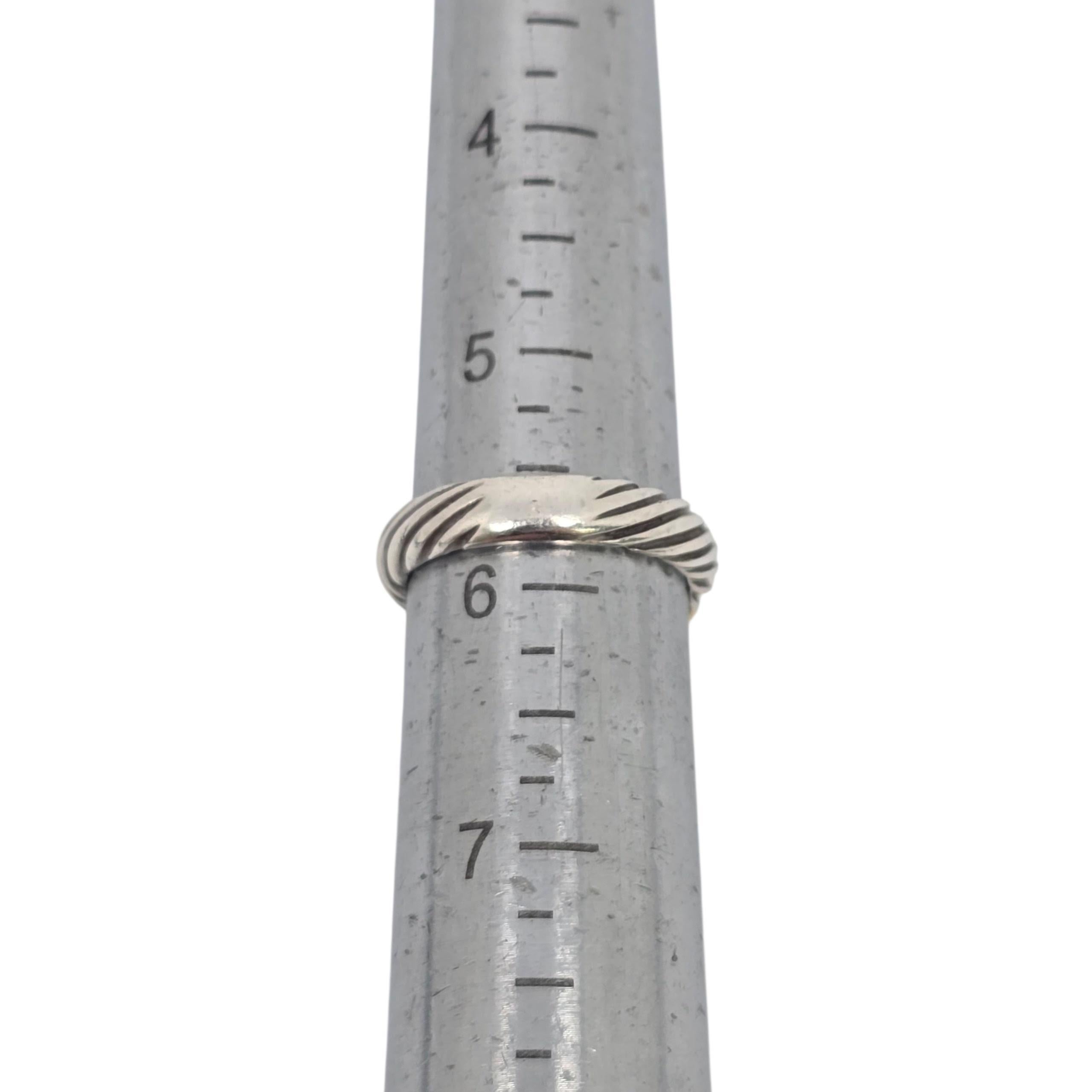 David Yurman Sterling Silver 14K 3 Diamond Metro Band Ring Size 5 1/2 #22230 en vente 5