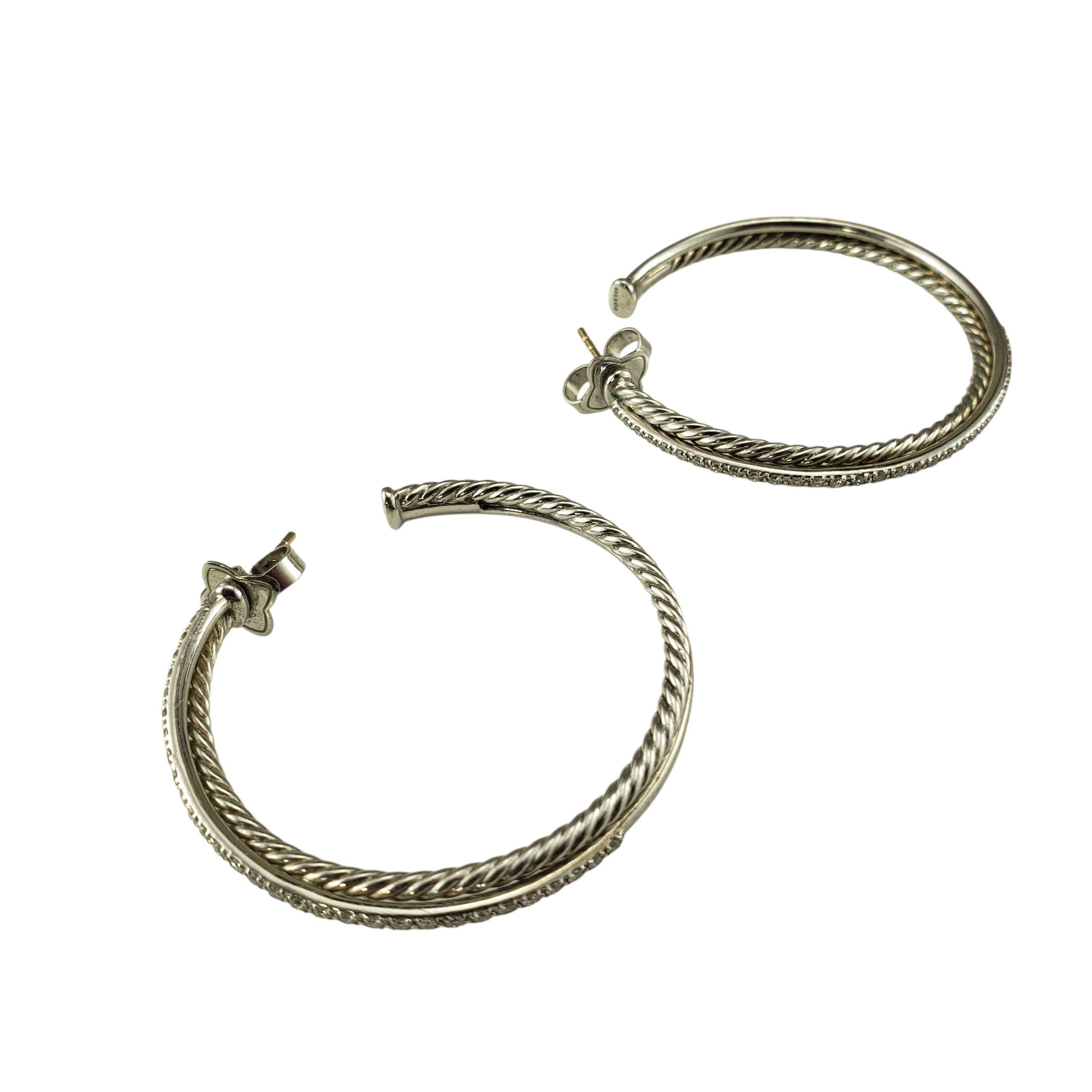 Taglio rotondo David Yurman - Orecchini a cerchio con diamanti in argento 14 carati #22960 in vendita