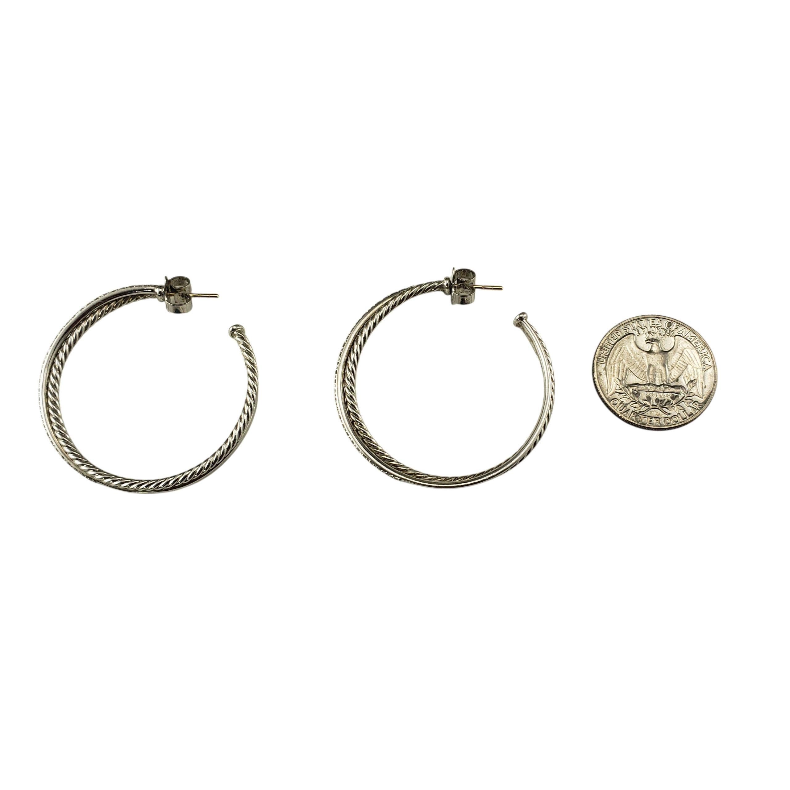 Donna David Yurman - Orecchini a cerchio con diamanti in argento 14 carati #22960 in vendita