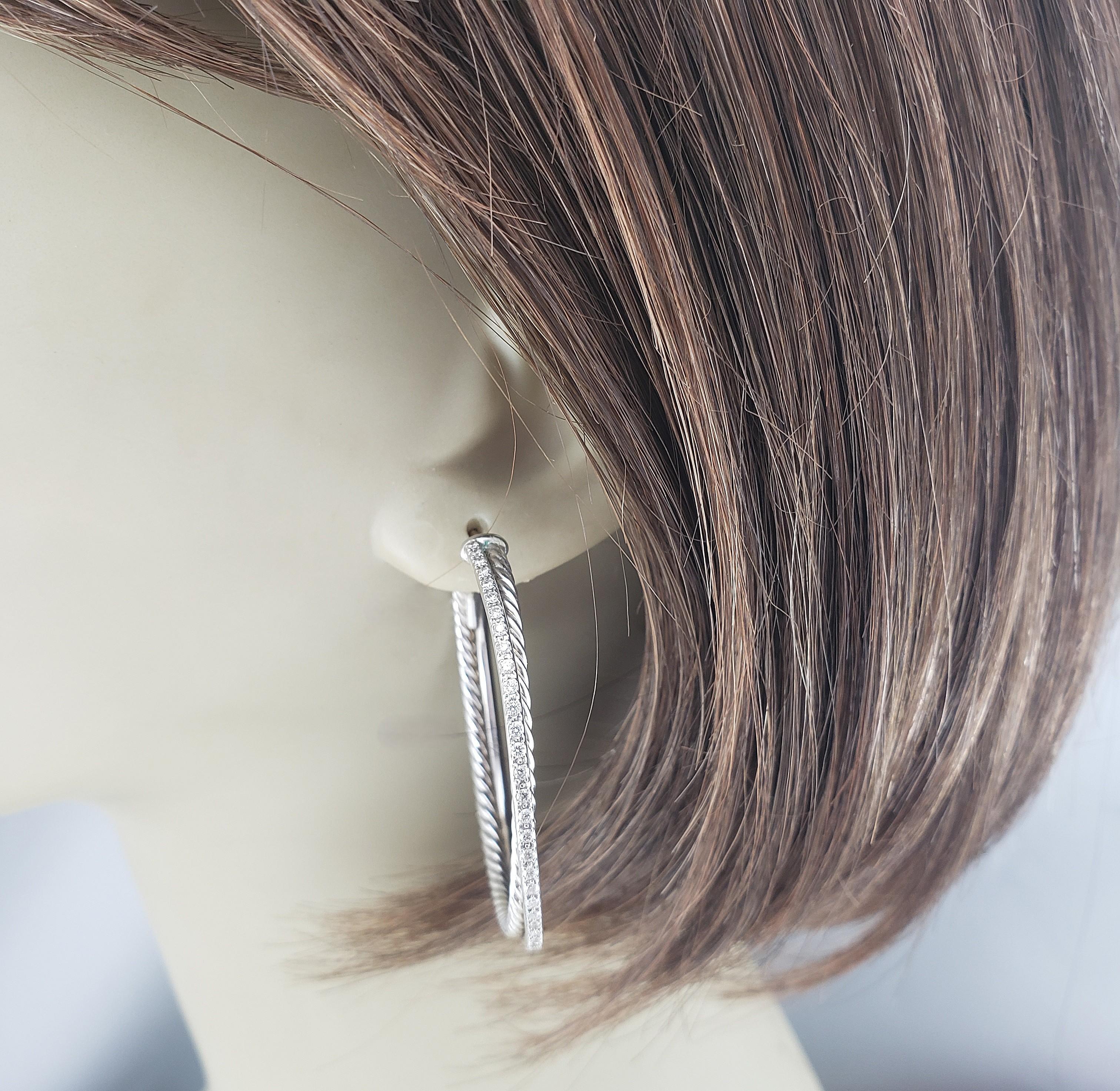 David Yurman - Orecchini a cerchio con diamanti in argento 14 carati #22960 in vendita 3