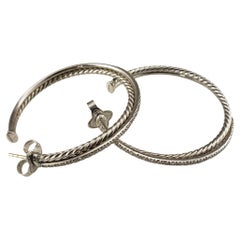 Pendientes cruzados David Yurman de plata de ley y diamantes de 14 quilates #22960