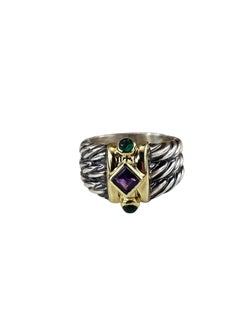 David Yurman Sterling Silver/14K/Gemstone Renaissance Ring Size 6.25-6.5 #24797