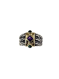 David Yurman Sterling Silver/14K/Gemstone Renaissance Ring Size 6.25-6.5 #24797