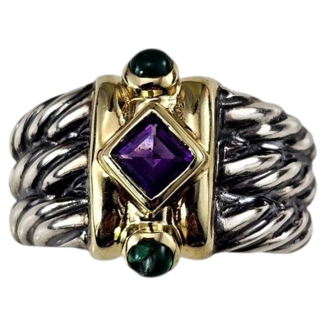 David Yurman Sterling Silver/14K Gemstone Renaissance Ring Size 6.25-6.5 #24797 For Sale