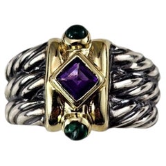 David Yurman Sterling Silver/14K Gemstone Renaissance Ring Size 6.25-6.5 #24797