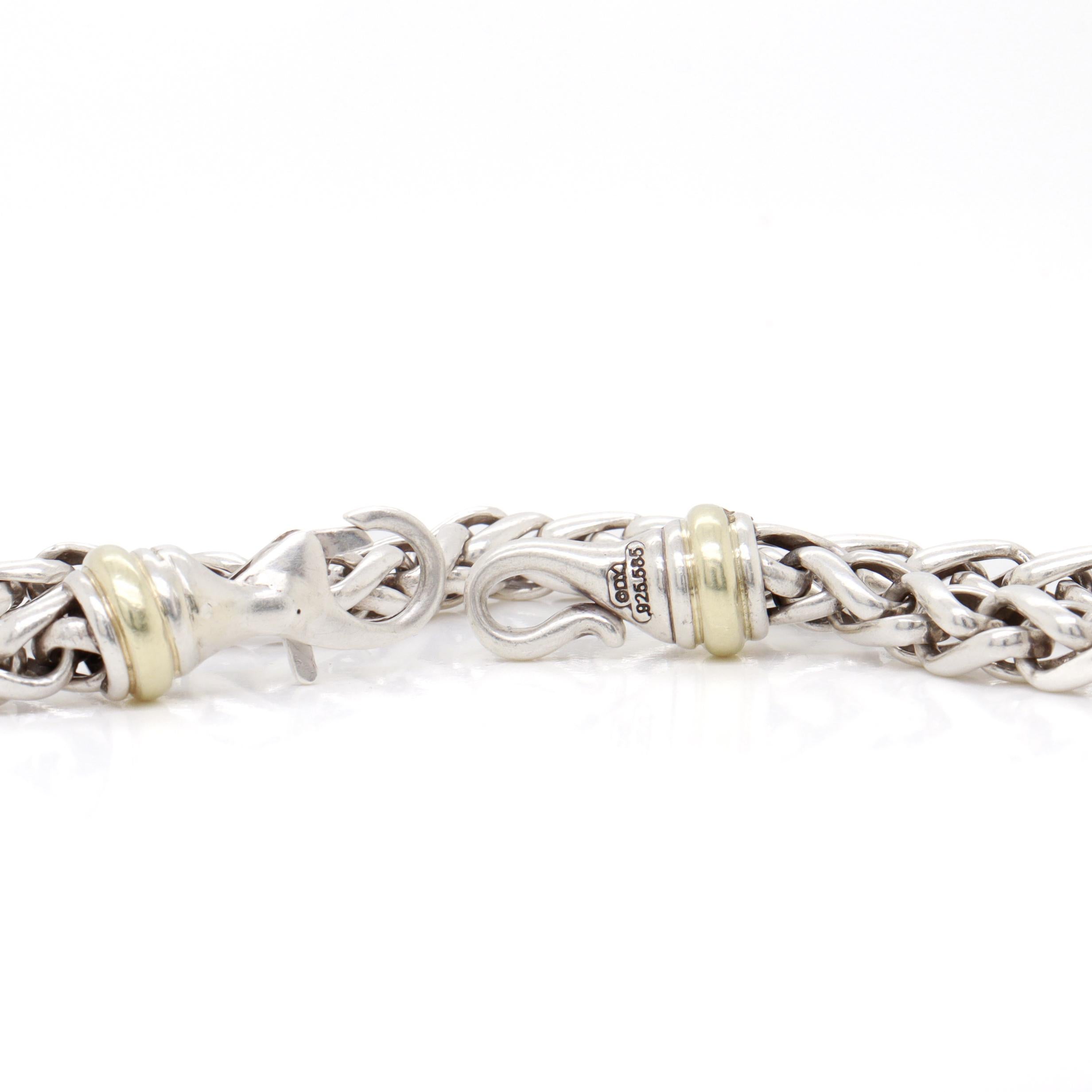 David Yurman Sterling Silver & 14K Gold 5mm Wheat Chain Bracelet For Sale 9