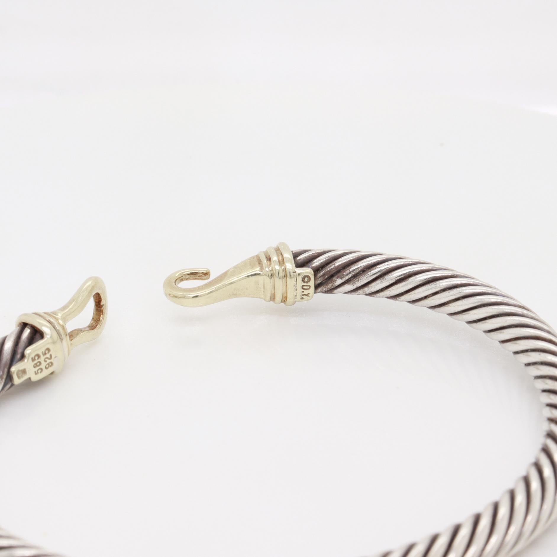 David Yurman Sterling Silver & 14K Gold 7mm Gold Buckle Classic Cable Bracelet en vente 9