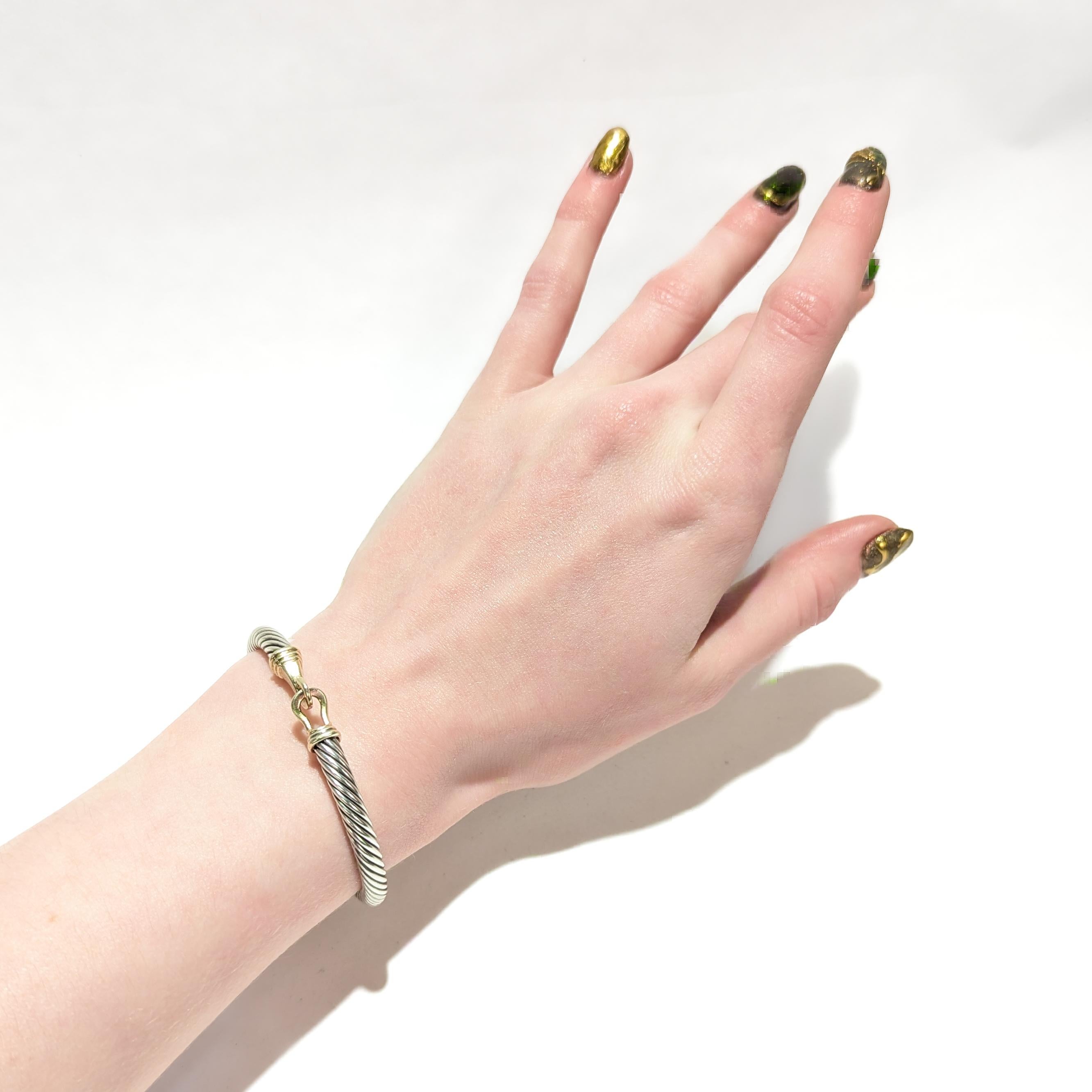 David Yurman Sterling Silver & 14K Gold 7mm Gold Buckle Classic Cable Bracelet en vente 11
