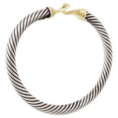 David Yurman Sterling Silver & 14K Gold 7mm Gold Buckle Classic Cable Bracelet