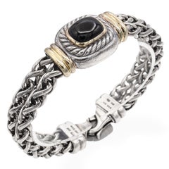 David Yurman Bracciale a doppia catena in argento sterling e oro 14k con onice nero