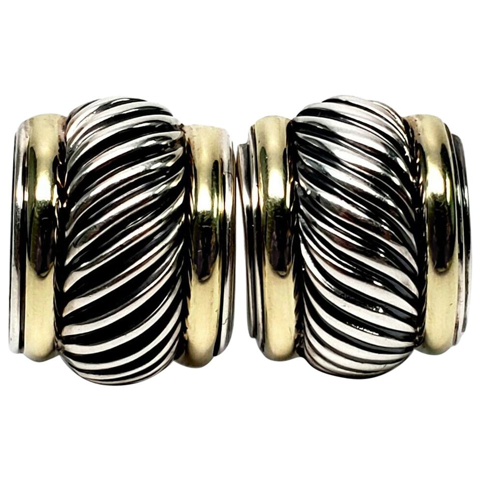 David Yurman Sterling Silver 14 Karat Gold Cable Classics Earrings