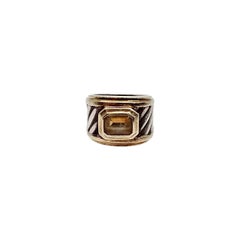 David Yurman Sterling Silver 14K Gold Citrine Cigar Cable Band Size 5.5 #24097