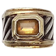 David Yurman Sterling Silver 14K Gold Citrine Cigar Cable Band Size 5.5 #24097 David Yurman Sterling Silver 14K Gold Citrine Cigar Cable Band Size 5.5 #24097