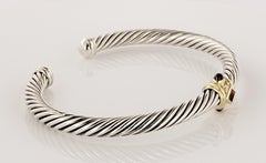 David Yurman Sterling Silver 14k Gold Citrine Garnet Cable Bracelet