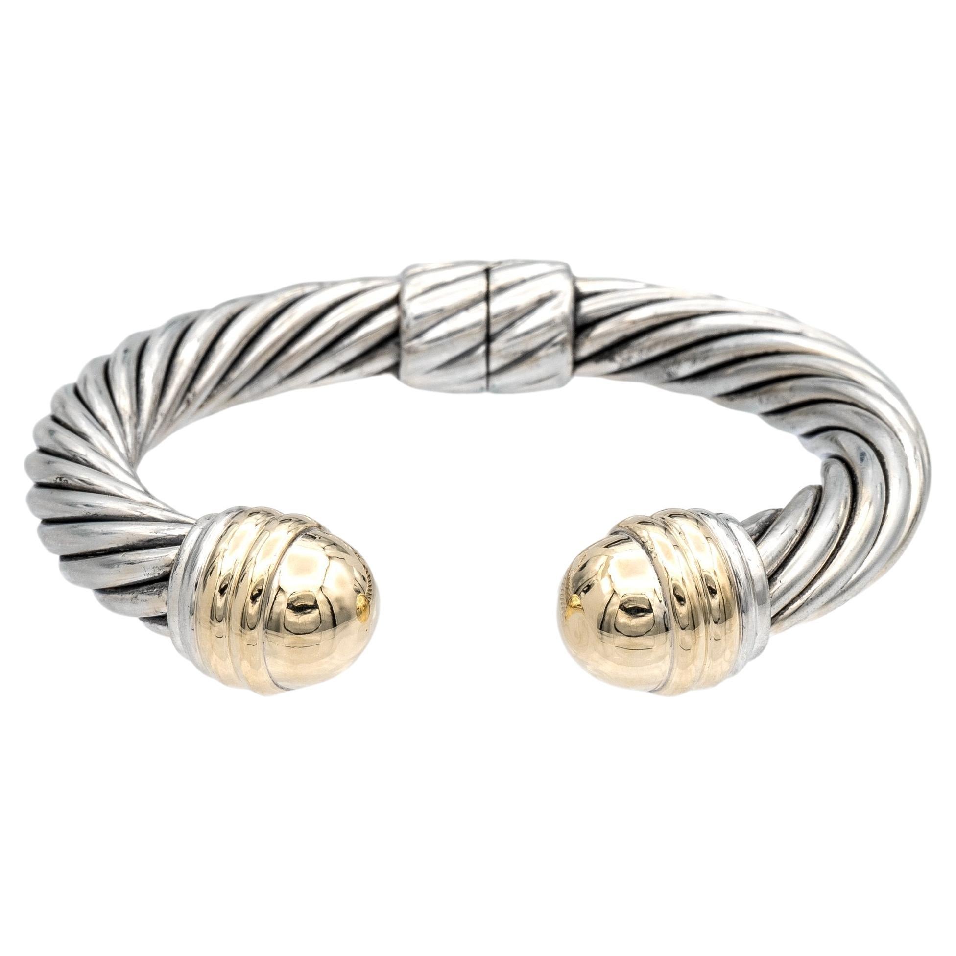 David Yurman Yellow Gold and Sterling Silver Multicolored Stone Cable ...