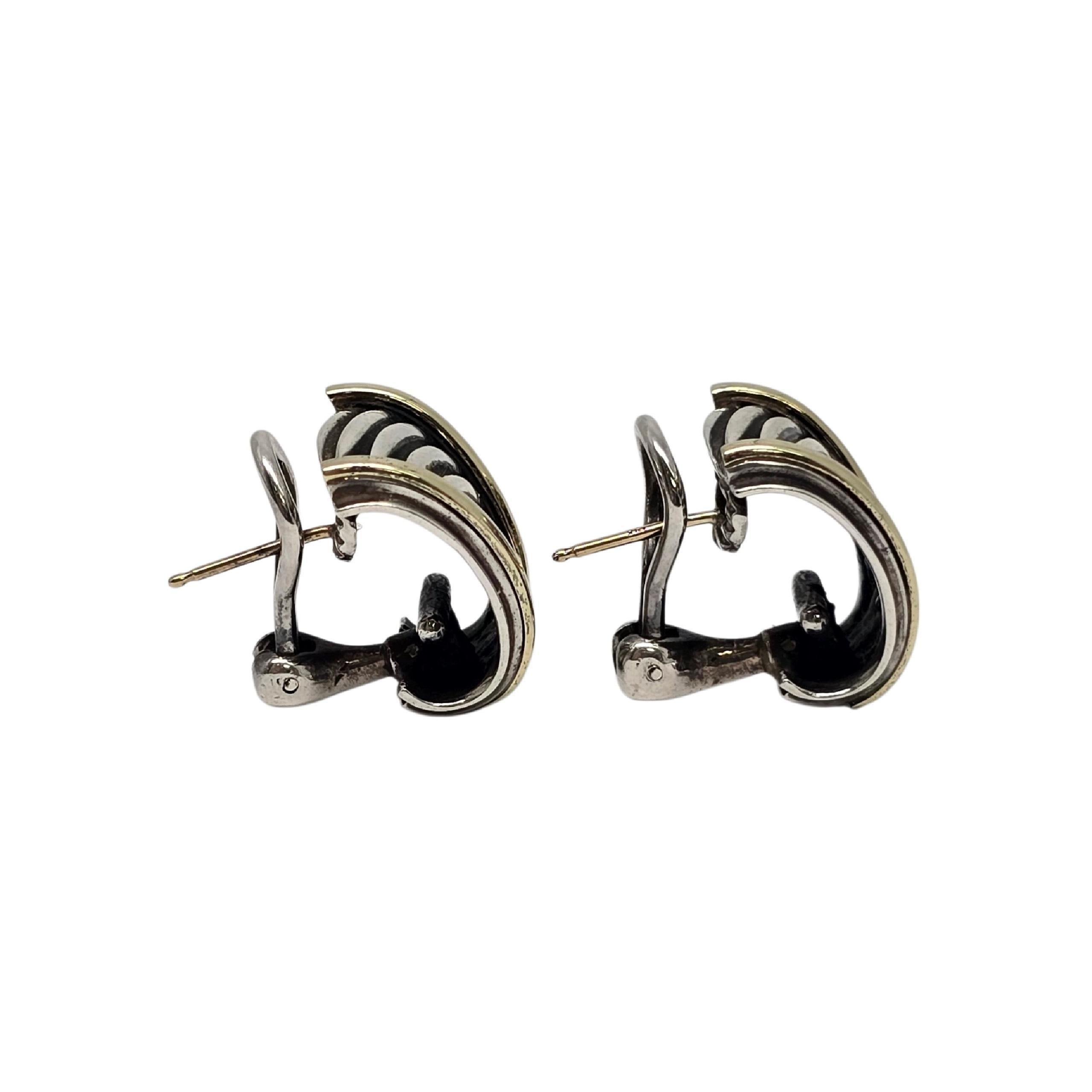 Donna David Yurman - Orecchini a cavo Thoroughbred in argento sterling e oro 14 carati #24099 in vendita