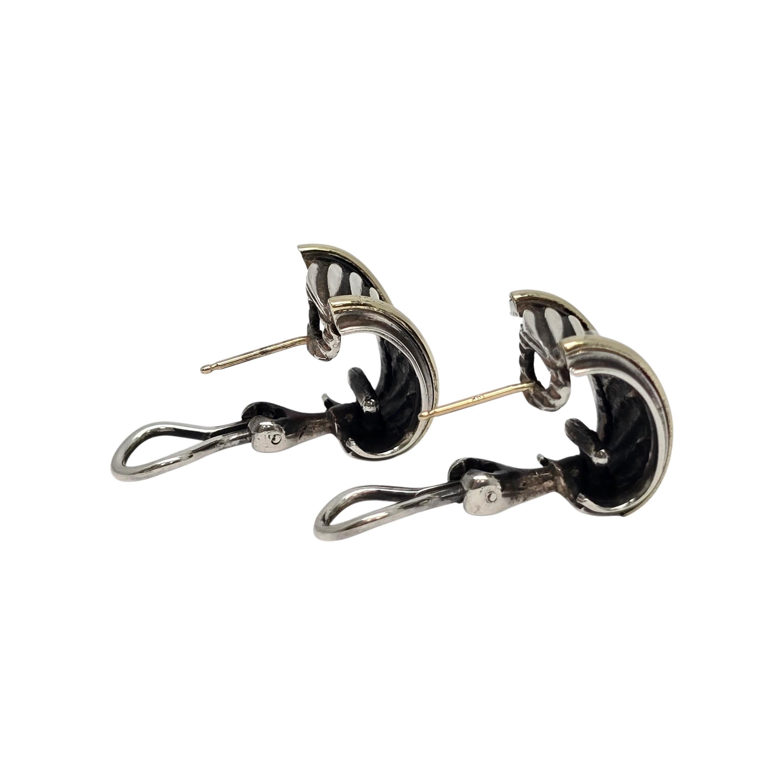 David Yurman - Orecchini a cavo Thoroughbred in argento sterling e oro 14 carati #24099 in vendita 1