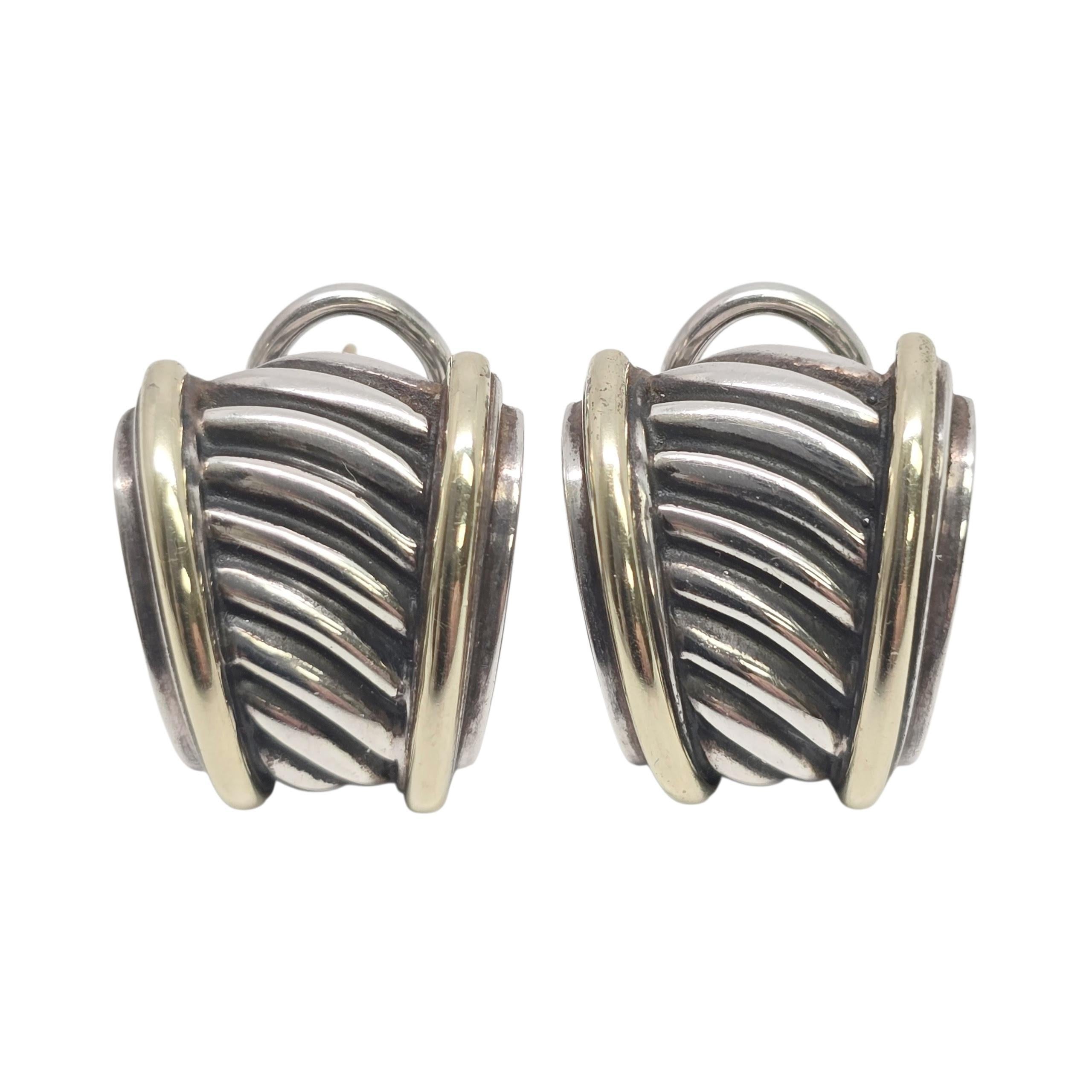 David Yurman - Orecchini a cavo Thoroughbred in argento sterling e oro 14 carati #24099 in vendita 3