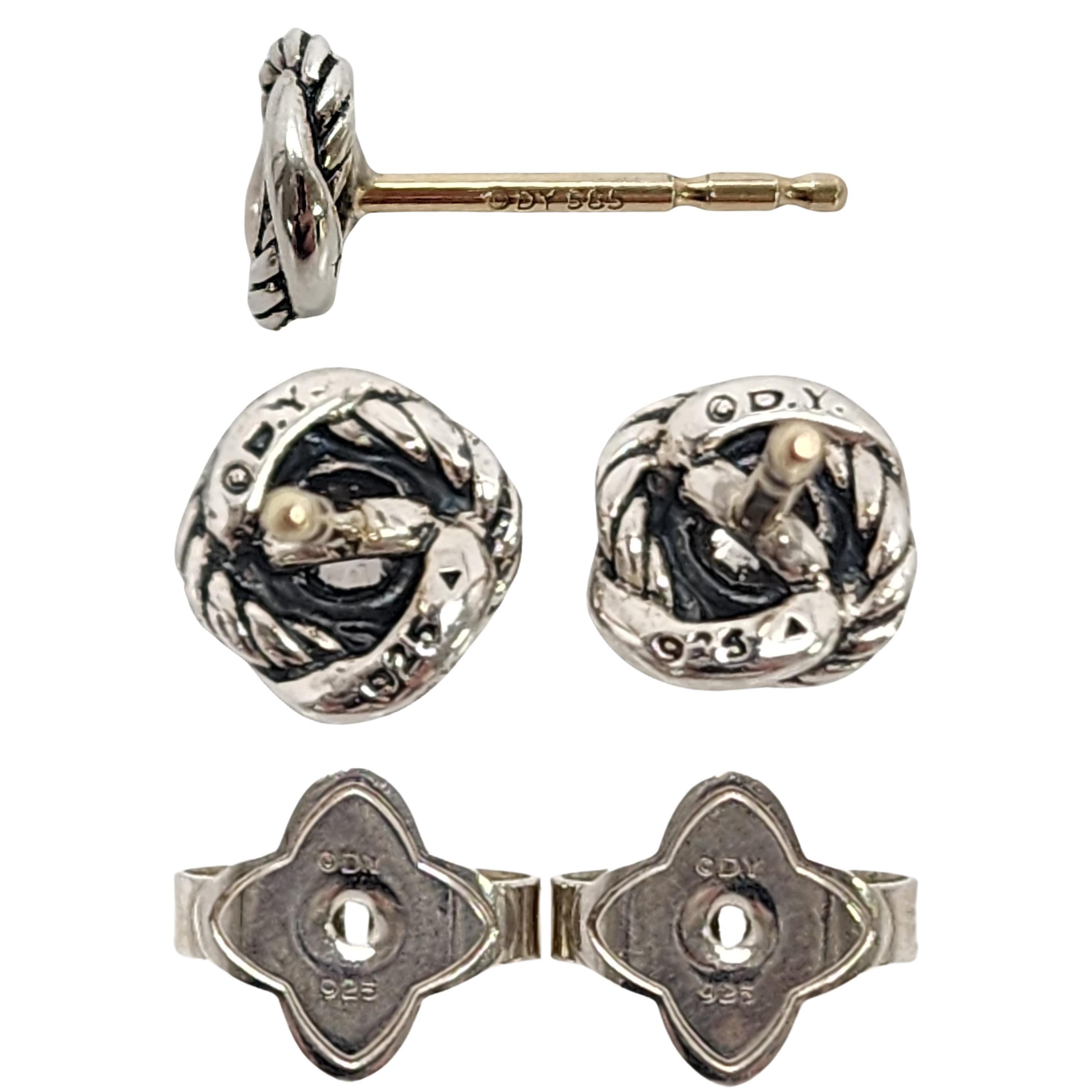 Women's David Yurman Sterling Silver 14K Posts Infinity Diamond Stud Earrings #16044