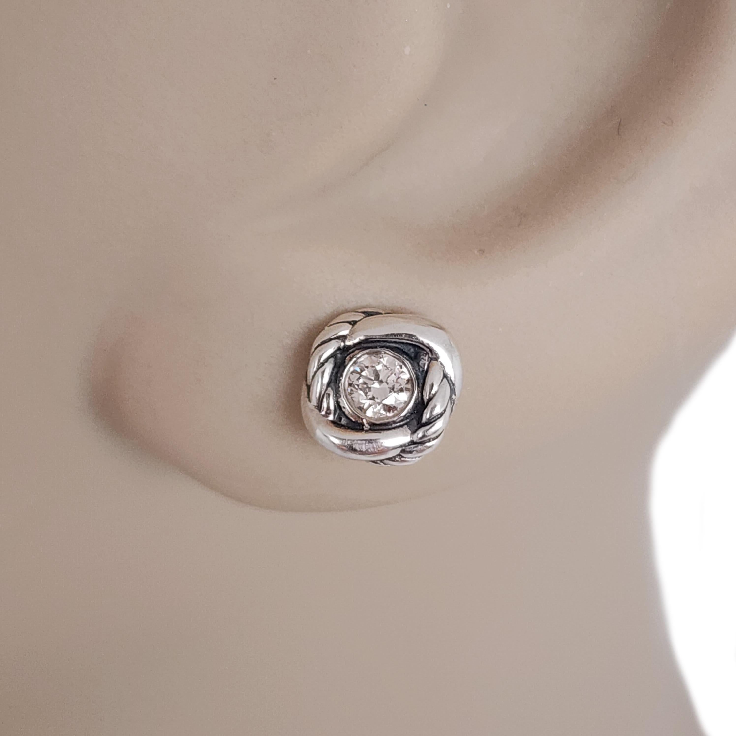 David Yurman Sterling Silver 14K Posts Infinity Diamond Stud Earrings #16044 3