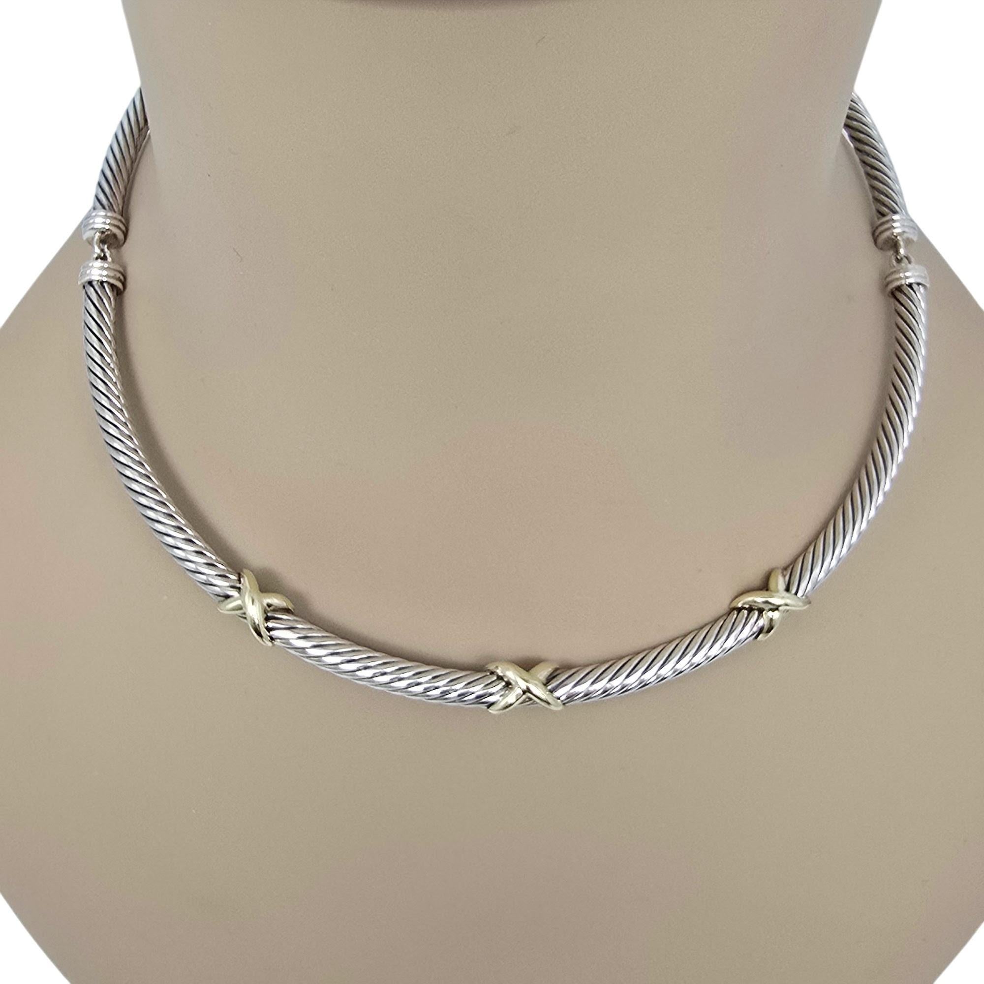 David Yurman Sterling Silver 14K Triple X Cable Collar/Choker Necklace #19857 4