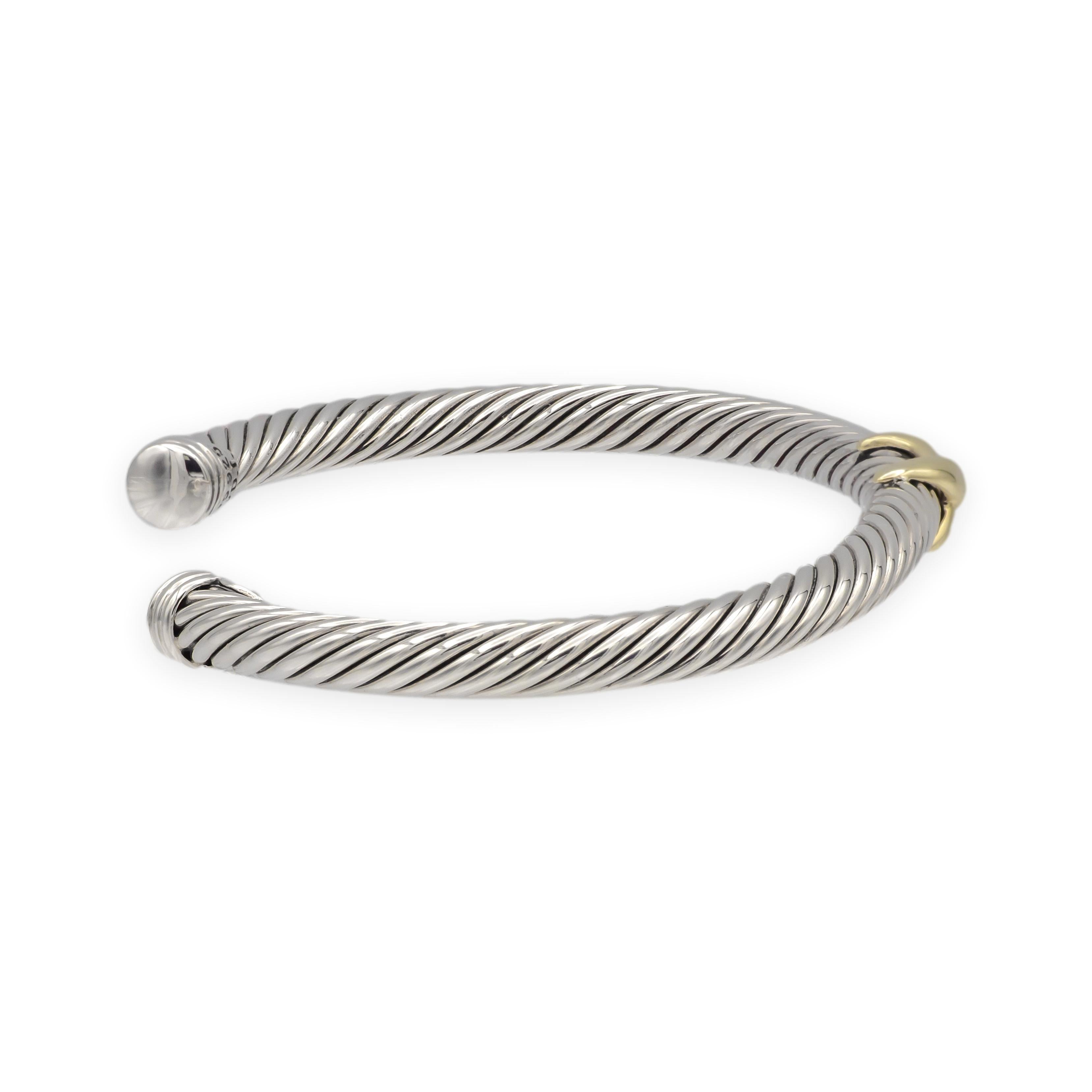 De las mujeres David Yurman Plata de ley y oro amarillo de 14 quilates Brazalete clásico de cable en X de 5 mm en venta