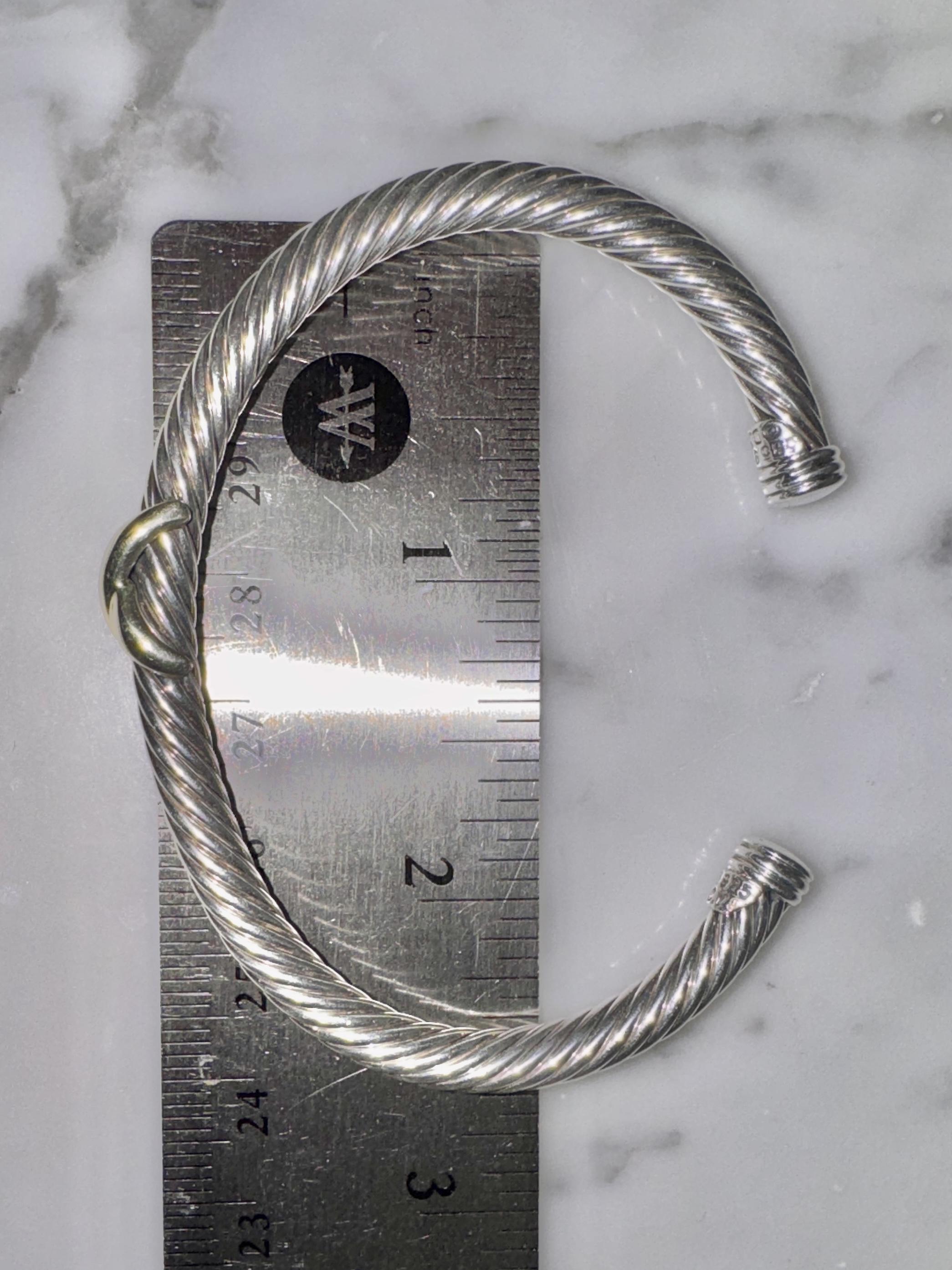 David Yurman Plata de ley y oro amarillo de 14 quilates Brazalete clásico de cable en X de 5 mm en venta 4