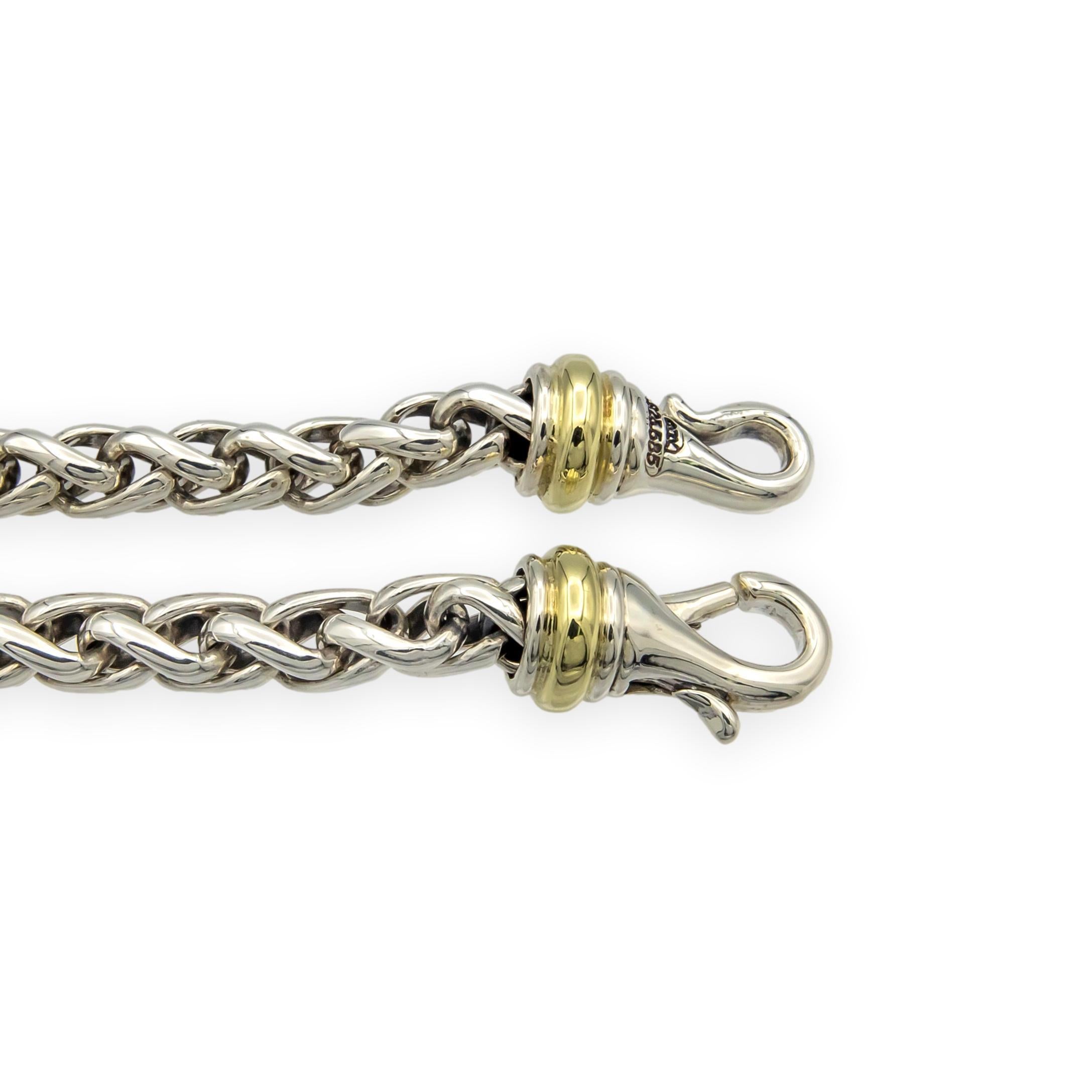 David Yurman - Collana con catena di grano da 6 mm in argento sterling e oro giallo 14 carati, 17 in vendita 7