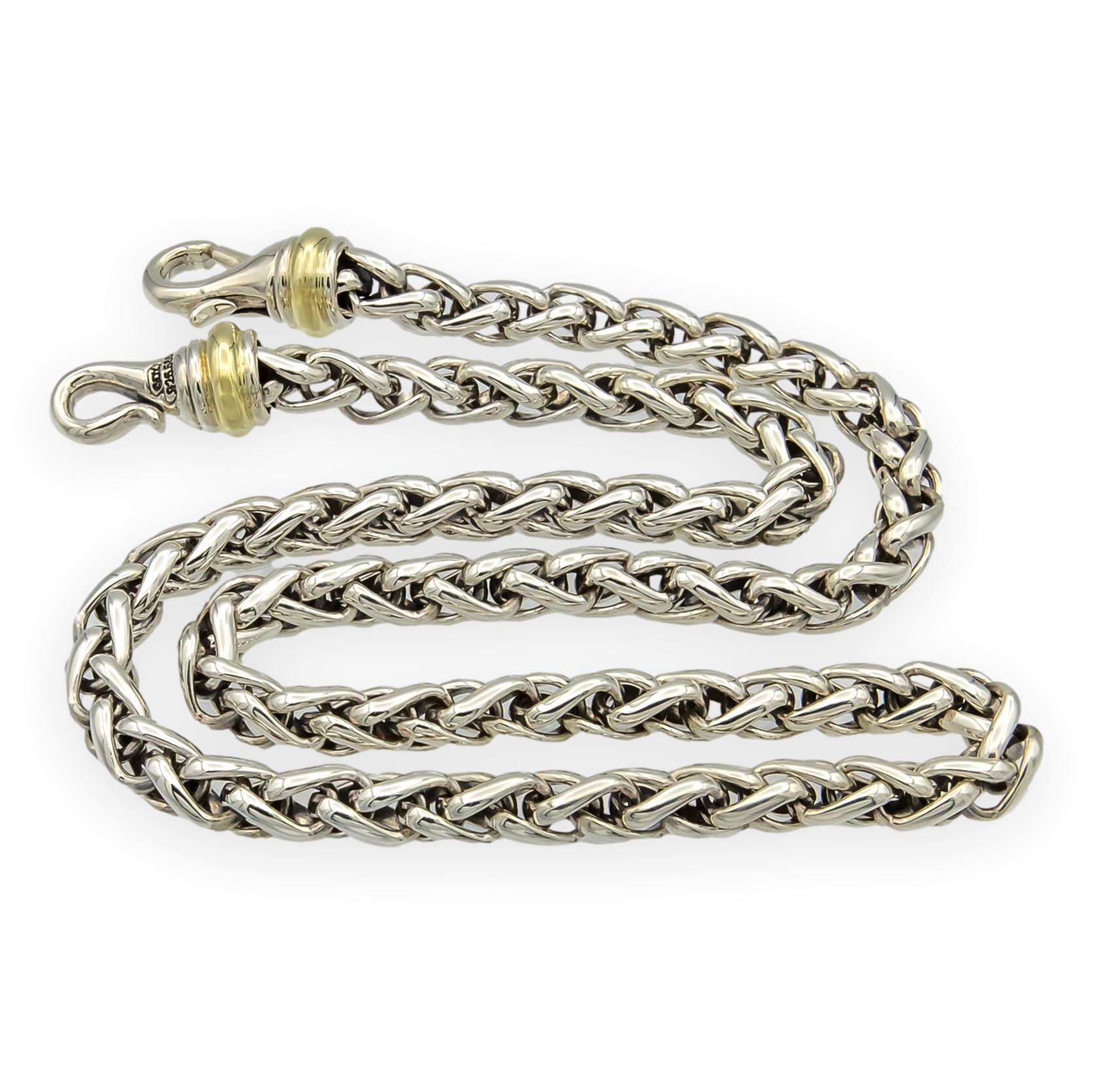 David Yurman - Collana con catena di grano da 6 mm in argento sterling e oro giallo 14 carati, 17 in vendita 2