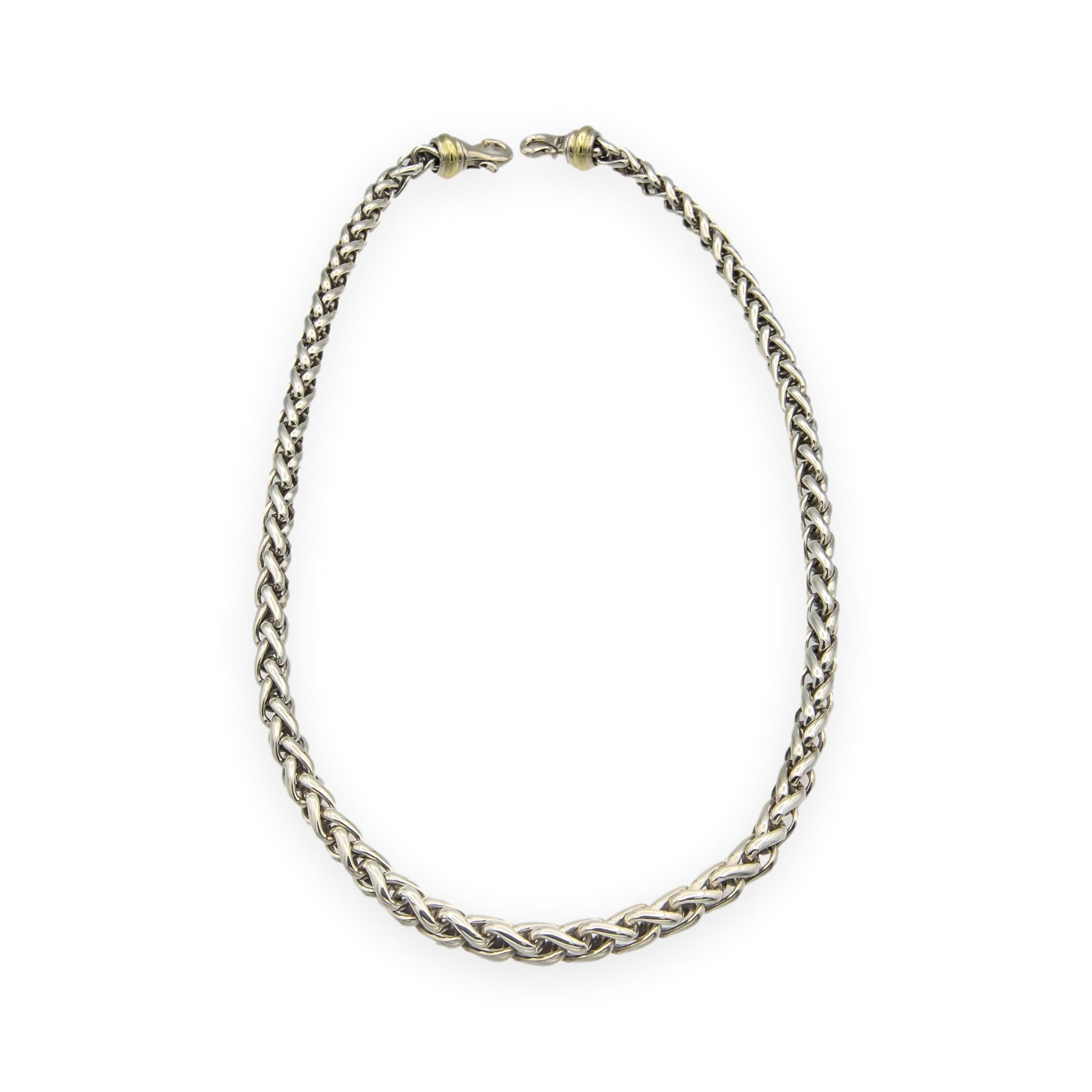 David Yurman - Collana con catena di grano da 6 mm in argento sterling e oro giallo 14 carati, 17 in vendita 3
