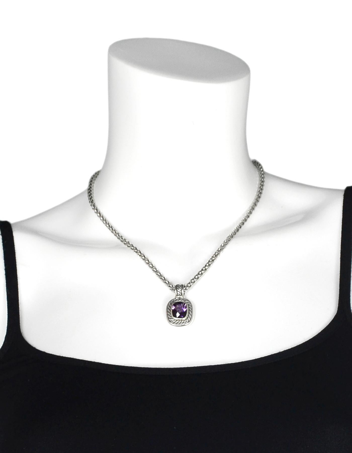 David Yurman Sterling Silver/14K Yellow Gold Amethyst Albion Enhancer Pendant In Excellent Condition In New York, NY