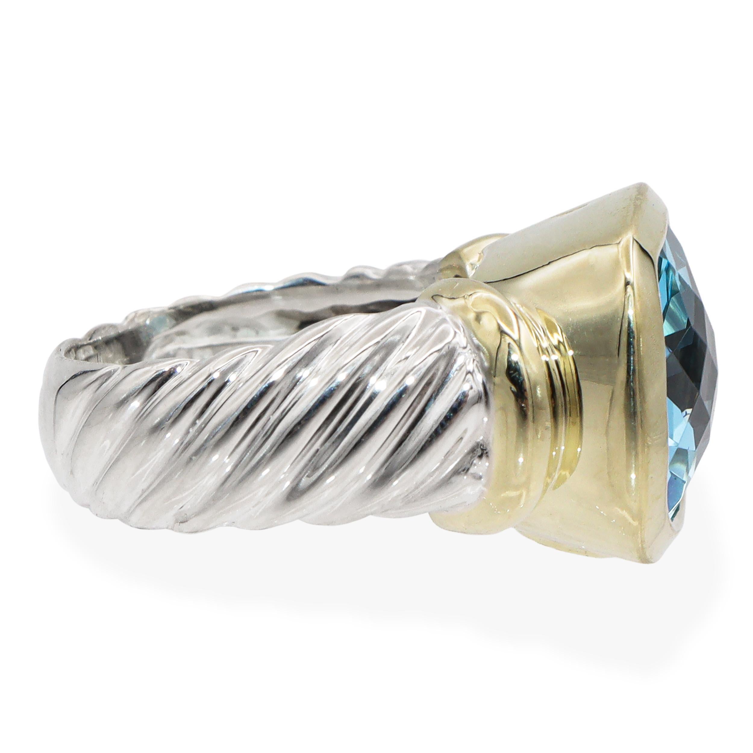 Anillo Albión de Topacio Azul de Plata de Ley y Oro Amarillo de 14 quilates David Yurman Corte cojín en venta
