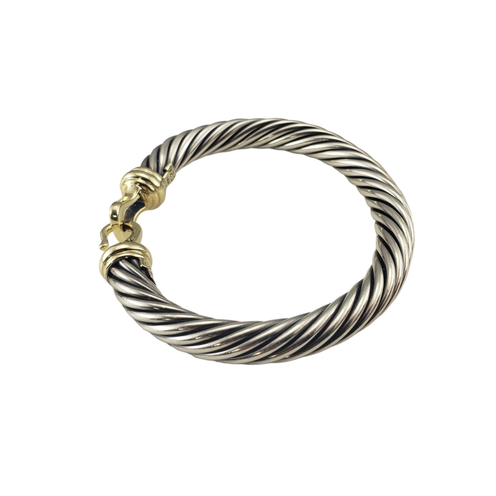 David Yurman Sterling Silver & 14K Yellow Gold Cable Bracelet #16848 In Good Condition In Washington Depot, CT