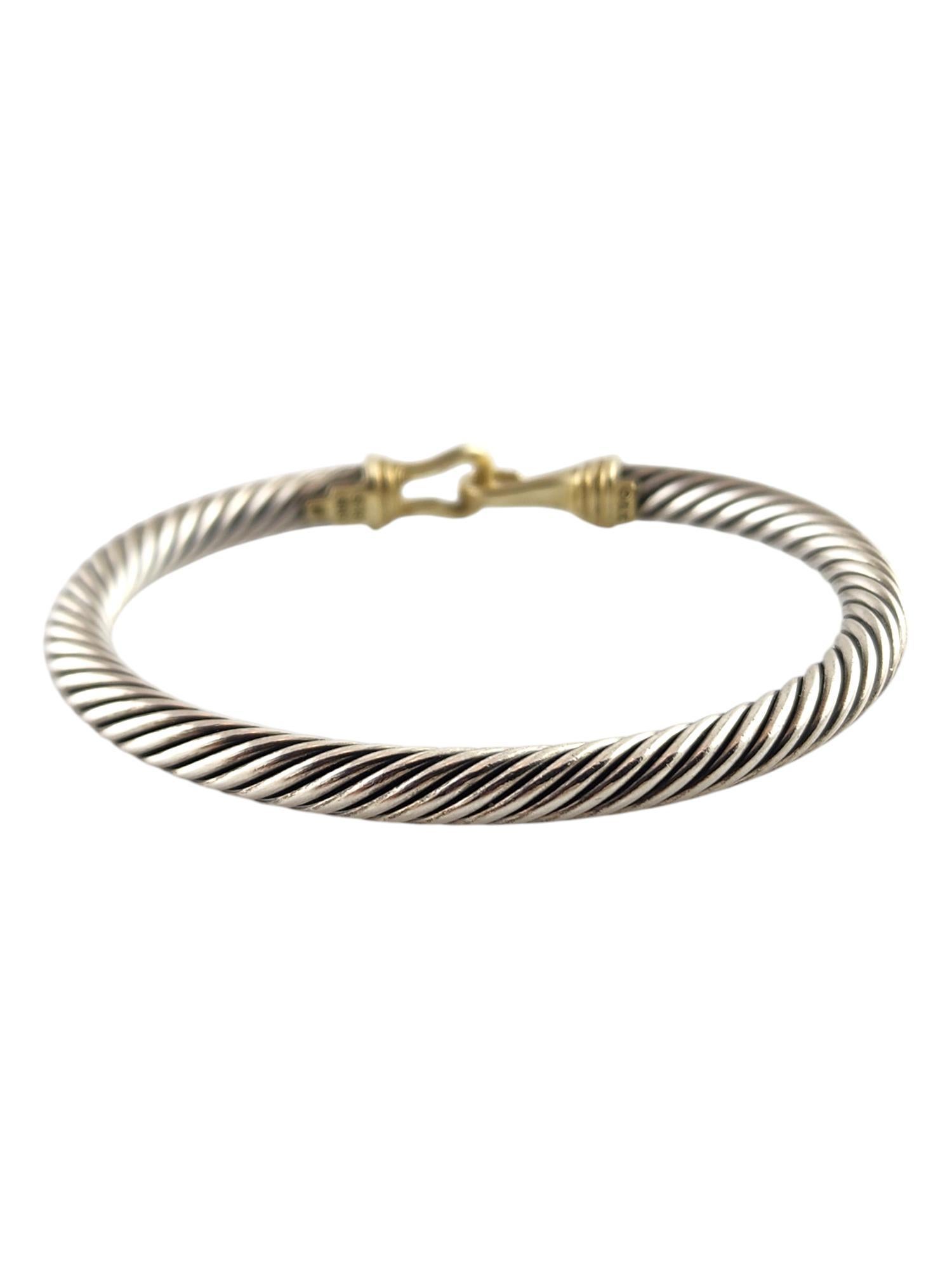 David Yurman Sterling Silver & 14K Yellow Gold Cable Buckle Bracelet #19786 In Good Condition In Washington Depot, CT