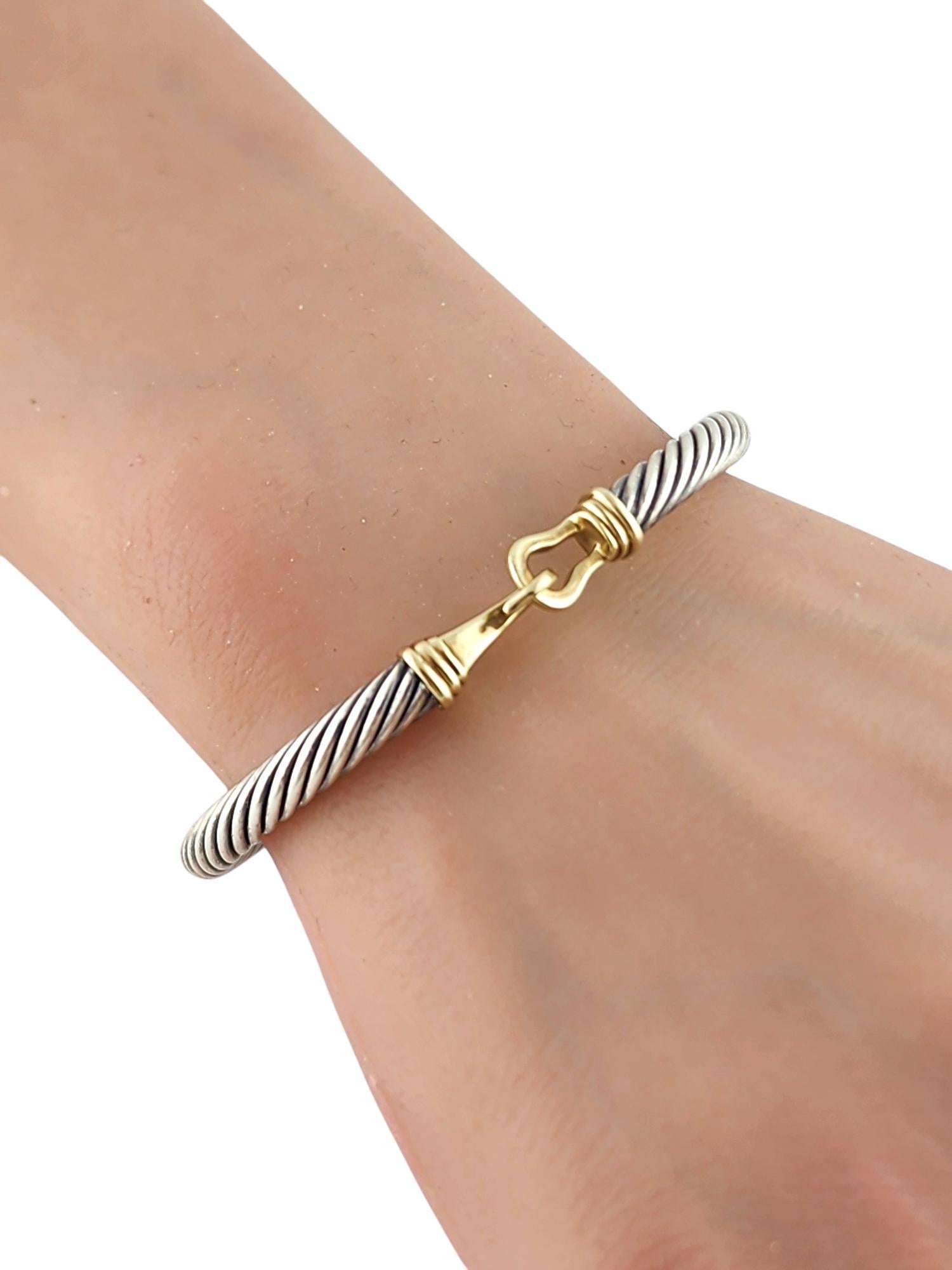 David Yurman Sterling Silver & 14K Yellow Gold Cable Buckle Bracelet #19786 4