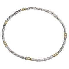 David Yurman Sterling Silver & 14K Yellow Gold Cable Collar Necklace