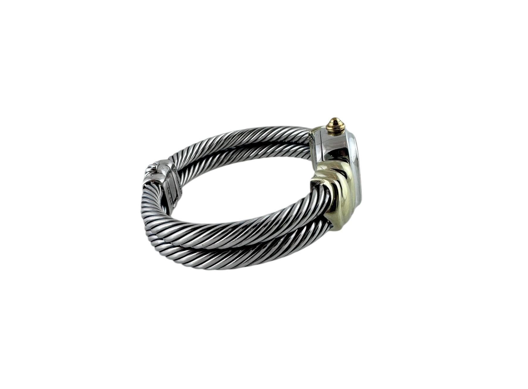 David Yurman Sterling Silver 14K Yellow Gold Cable Ladies Watch #20310 In Good Condition In Washington Depot, CT
