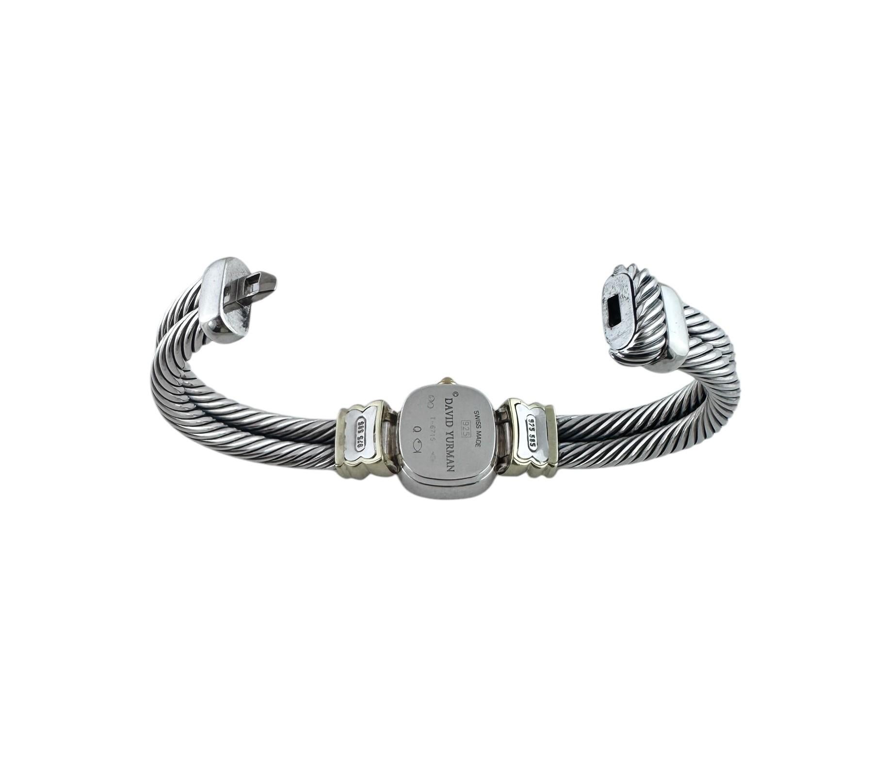 David Yurman Sterling Silver 14K Yellow Gold Cable Ladies Watch #20310 1