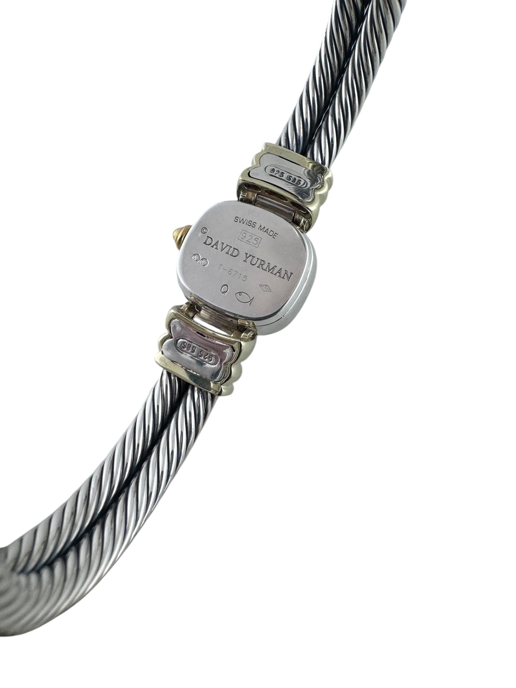 David Yurman Sterling Silver 14K Yellow Gold Cable Ladies Watch #20310 2