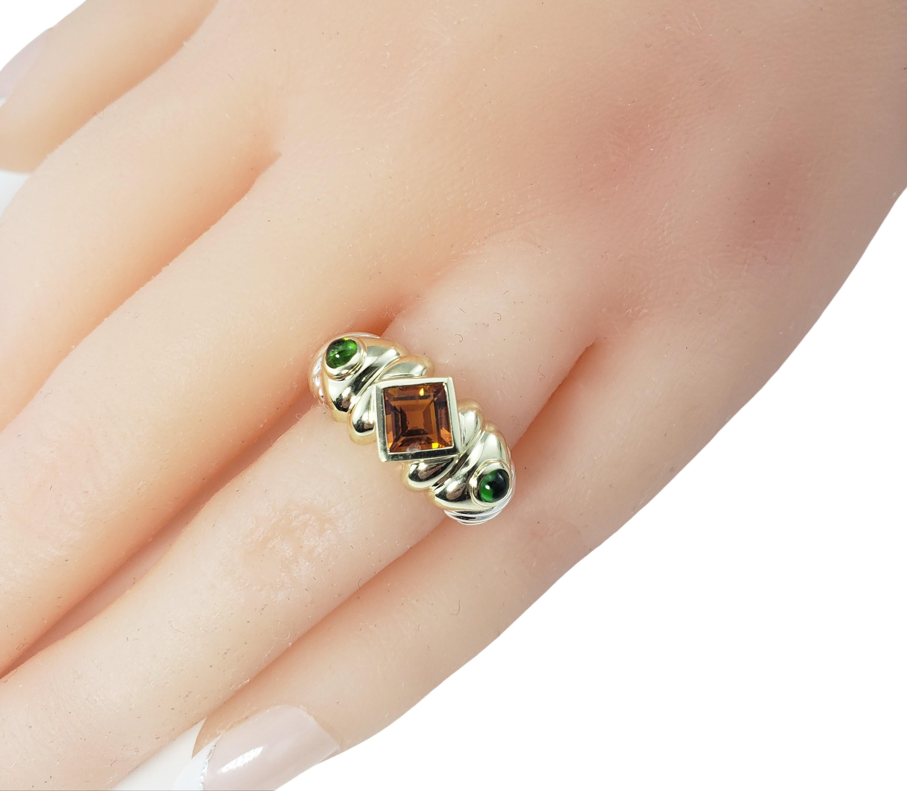 Women's David Yurman Sterling Silver 14K Yellow Gold Citrine Emerald Ring