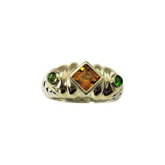 David Yurman Sterling Silver 14K Yellow Gold Citrine Emerald Ring