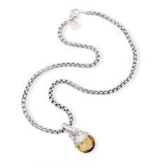 David Yurman Sterling Silver & 14k Yellow Gold Citrine Necklace