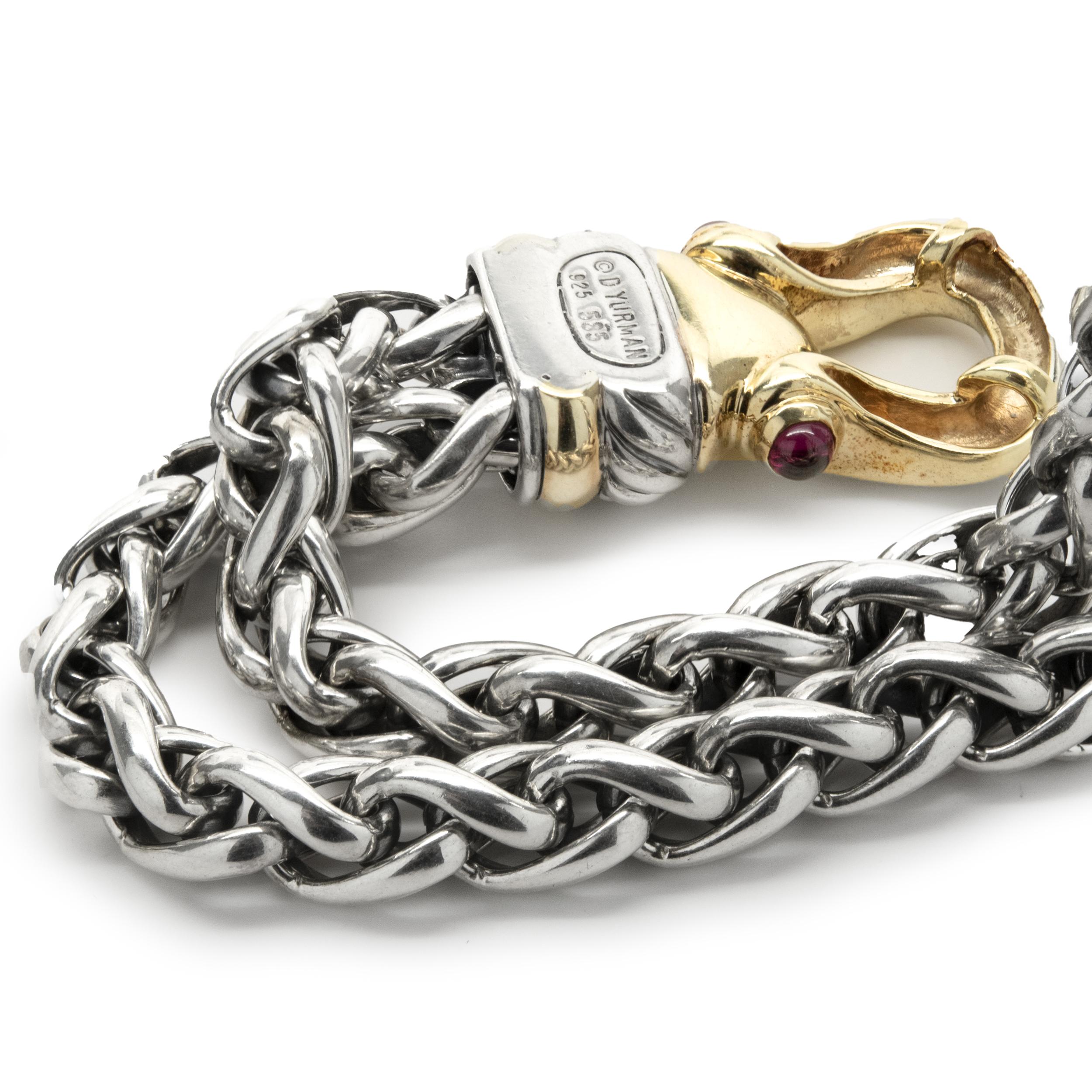 Designer: David Yurman
Material: sterling silver & 14K yellow gold
Dimensions: necklace measures 18-inches in length
Weight: 112.79 grams
