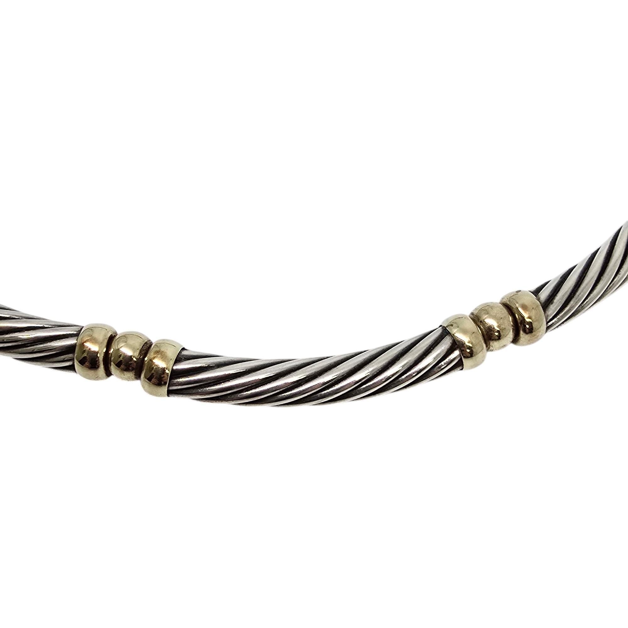 Women's David Yurman Sterling Silver 14K Yellow Gold Hampton Cable Choker Necklace 19611