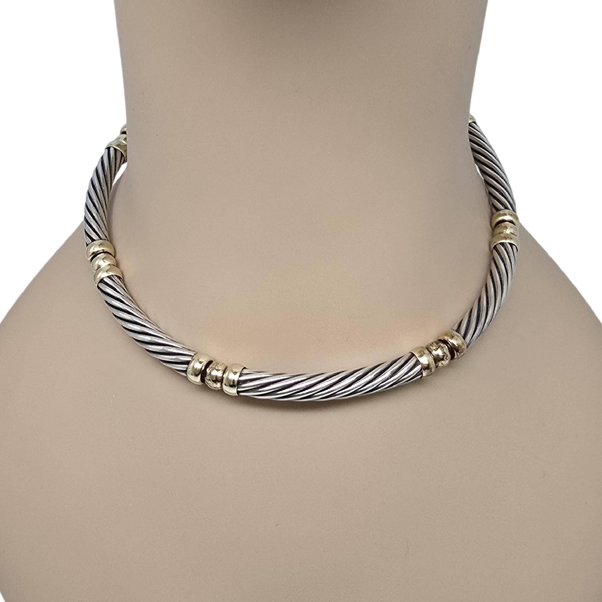 David Yurman Sterling Silver 14K Yellow Gold Hampton Cable Choker Necklace 19611 4