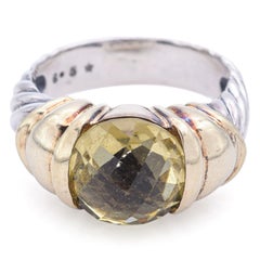 David Yurman Sterling Silver & 14k Yellow Gold Lemon Quartz Capri Ring
