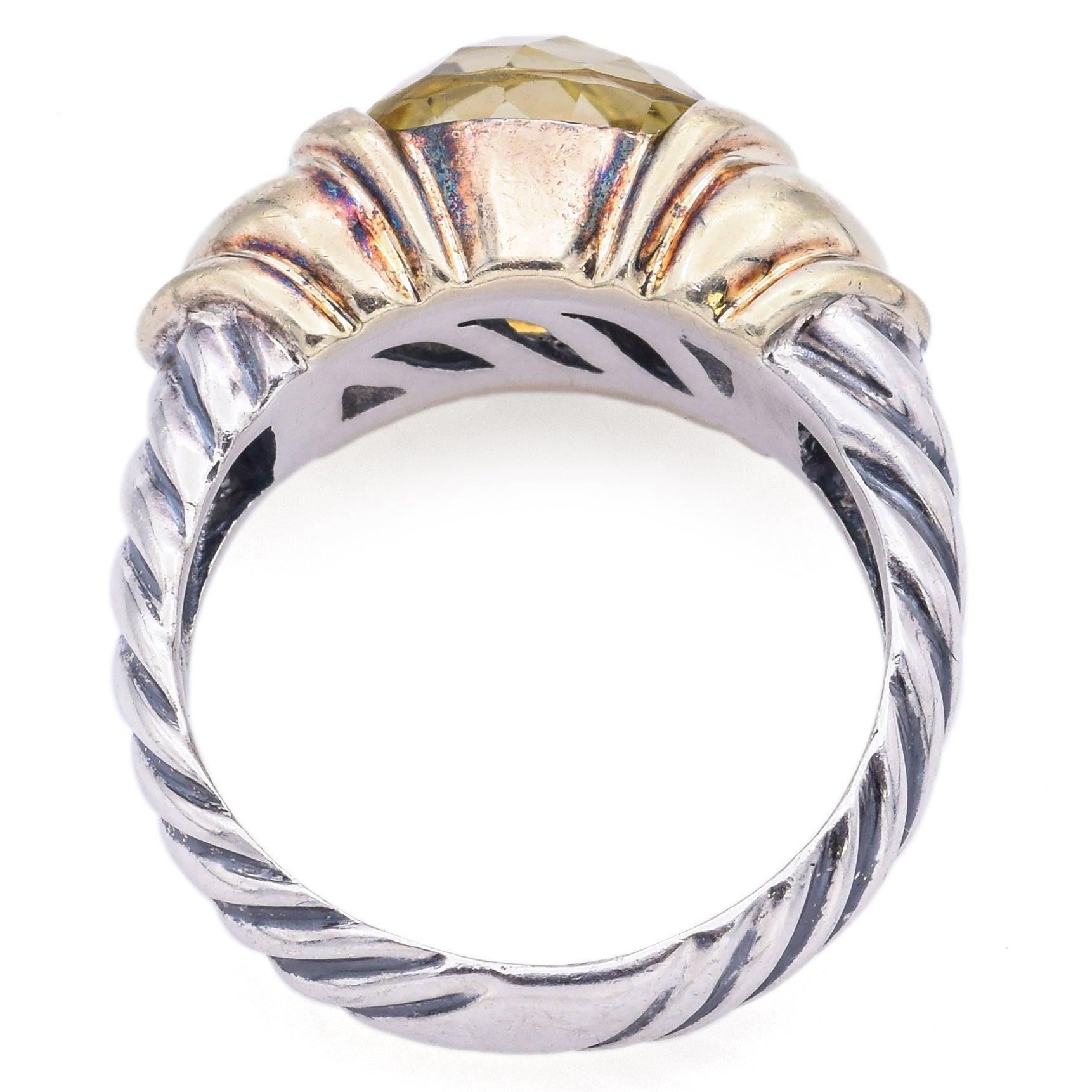 David Yurman Sterling Silber & 14k Gelbgold Zitronenquarz Capri Ring Damen im Angebot