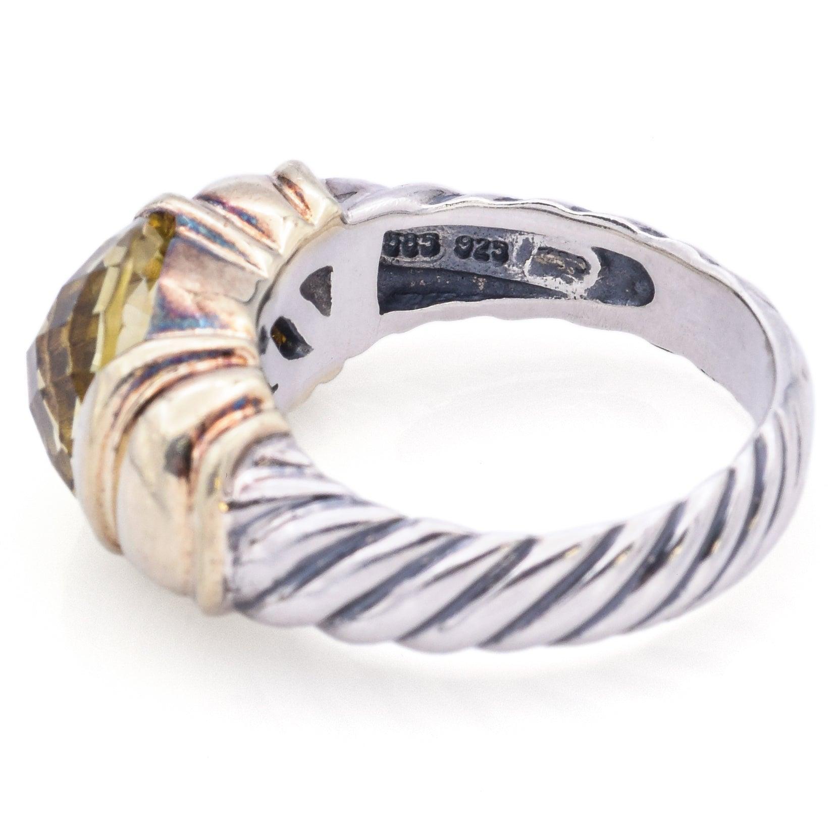 David Yurman Sterling Silber & 14k Gelbgold Zitronenquarz Capri Ring im Angebot 1